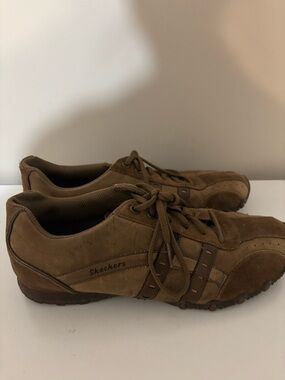 Skechers Women’s Brown Suede Lace-Up Sneakers